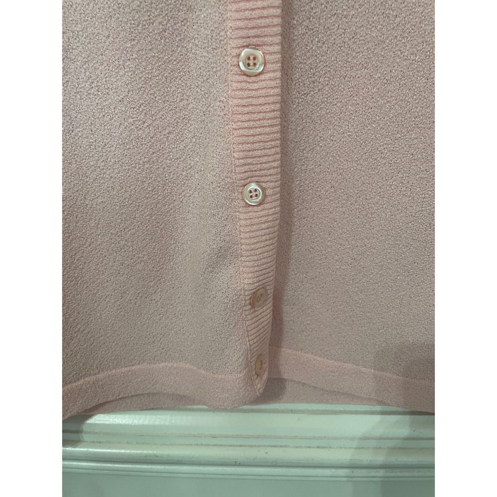 Vintage 1960s Talbott Travler Pink Knit Cardigan Sweater Size 36 (M) Dacron - Picture 5 of 5